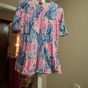 Girls Lilly Pulitzer Pink and Blue Floral Dress